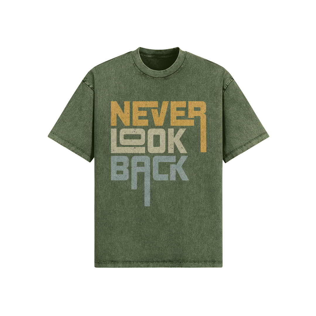 ACID WASHED OVERSIZED TEE ( NEVER LOOK BACK)